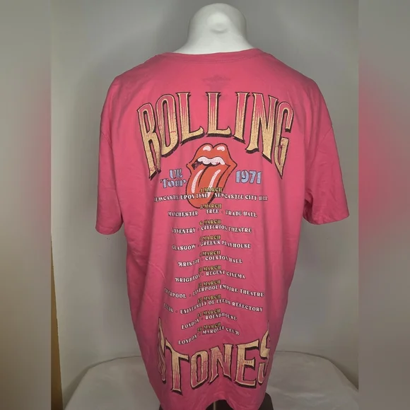 The Rolling Stones Size XXL Authentic UK Tour 1971 - Pink T-Shirt Ptp 24" - Picture 2 of 8